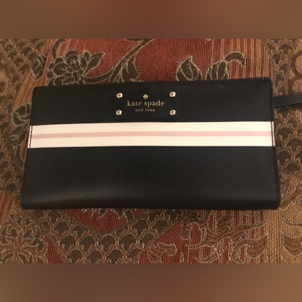Kate Spade New York Groove Street Stacy Striped Leather Wallet Continental EUC
